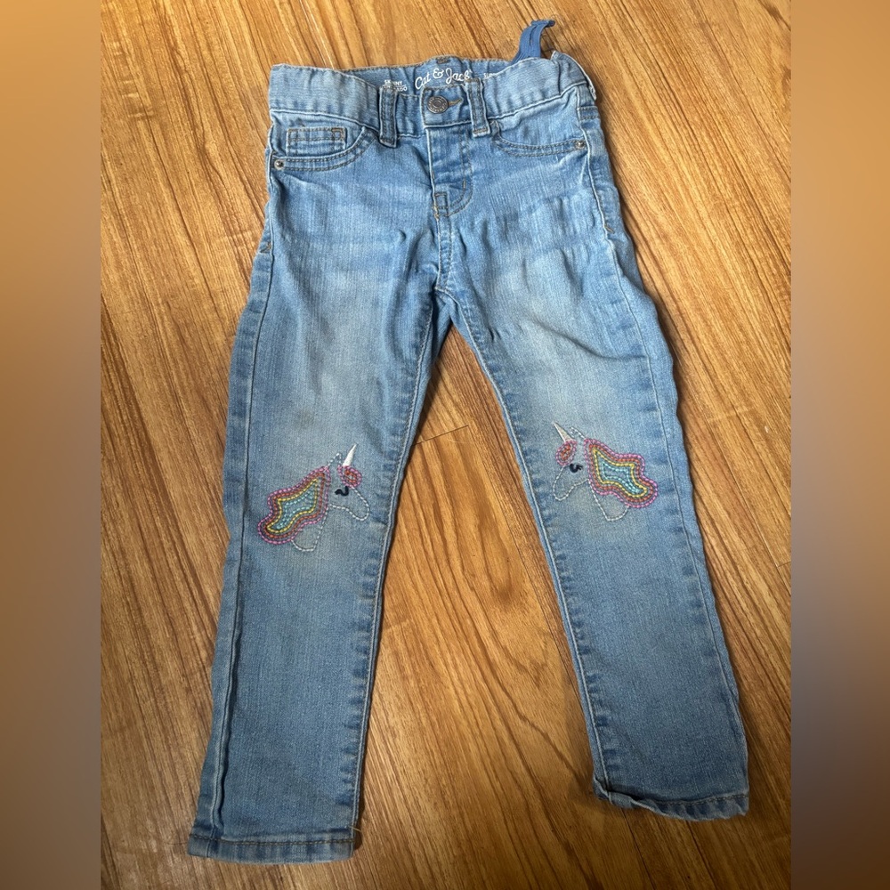 Cat & Jack Blue Jeans with Colorful Unicorns